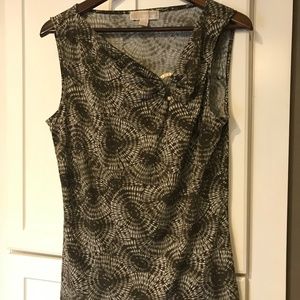Michael Kors Brown Green White Sleeveless Blouse